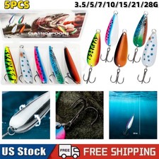 5PCS Fishing Lures Sea Fish Jigging Lure, Trolling Spoon for Bass Fish with Box