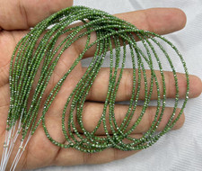 AAAA Green Diamond Beads 1.5-2mm Faceted Rondelle 16" Strand Natural Rare Gift