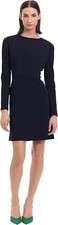 Donna Morgan Women's Long Sleeve Sheath Dress Flap Pockets Navy Business Work 16