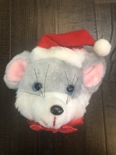 Vintage Christmas Santa Mouse Door Knob Cover House of Lloyd Plush Holiday Decor