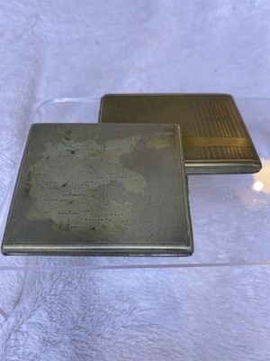 Lot Of 2 Antique Cigarette Cases Art Deco Germany Austria Map WWII Kraft  Alpacca