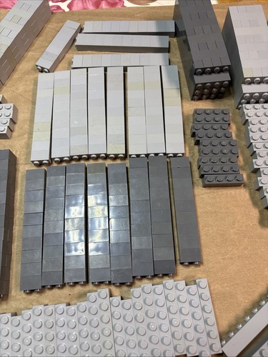 658 Piece Lot Lego Bricks Only 1x2 1x3 1x4 1x6 1x8 1x10 1x 12 Light Dark Gray - Picture 7 of 8