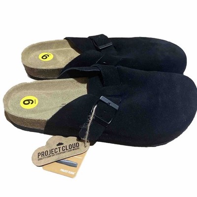 Project Cloud Mens Genuine Suede Uppers & Insole Memory Foam Black Sandals 9
