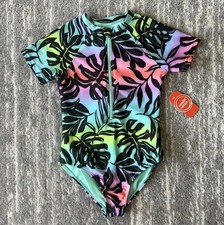 Wonder Nation Girls RashGuard UPF 50 Tropical Swimsuit Size Medium 7-8 New