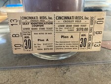 RARE 1967 HOF Johnny Bench CAREER HIT #1 FULL Ticket Cincinnati Reds ZERO PSA