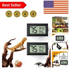 Reptile Care Essentials: 2 PCS Rectangle Thermometers  Humidity Monitors