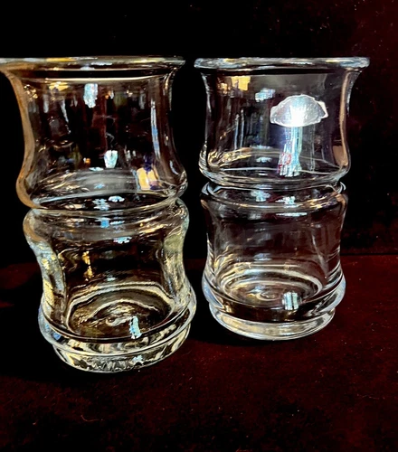 Blenko Glass “Bamboo” Vase 7821 (PAIR) In Crystal HTF 6”