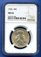 1955 P NGC MS64 Franklin Half Dollar 50c Silver US Mint Coin 1955-P MS-64