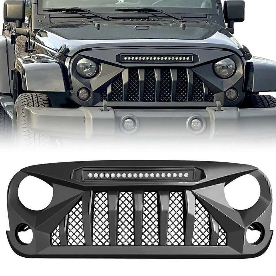 NUEVO parachoques delantero parrilla negro mate para Jeep Wrangler JK JKU 2007-2018 Foto 2 de 4