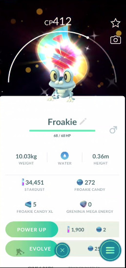 Pokemon✨Shiny Froakie✨Mega Evolvution Background✨Trade✨Go✨Registered