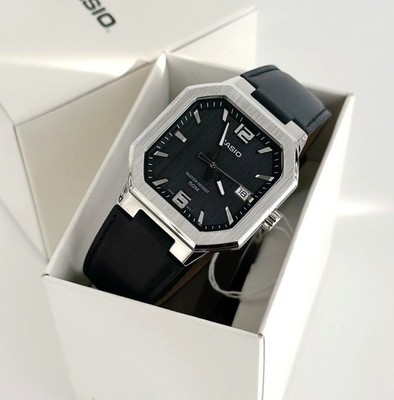Casio MTP-B195L-1A Black Analog Black Leather Quartz Men's Dress