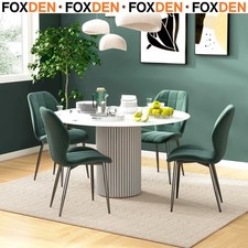 Flannel Dining Chairs Set of 4 Tub Chair Padded Seat Armless Dark Green Modern