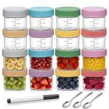 16 Pack Glass Baby Food Storage Containers 4 oz Jars with Lids, BPA Free