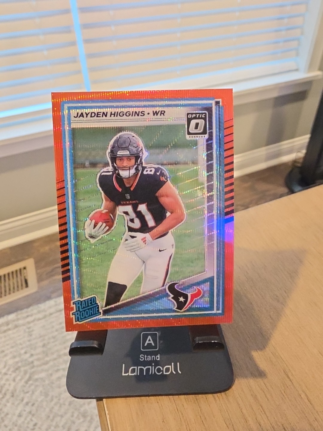 Jayden Higgins #334 2025 Donruss Optic Rated Rookie Red Prizm Houston Texans NFL