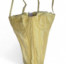 Out From Under Yellow Lace Mesh Underwired Bustier Corset Top M Demi