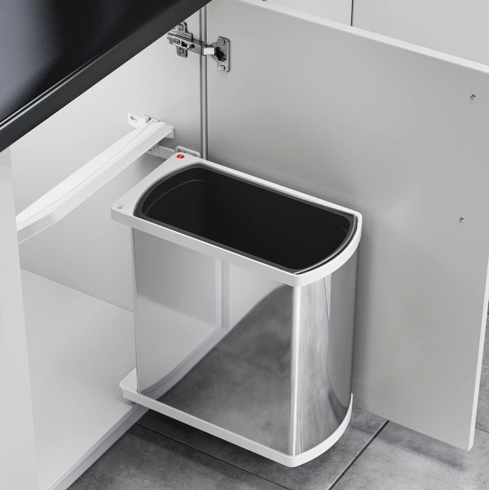 Hailo Cucina Pattumiera Incasso Da 45cm Armadio Singolo Cestino Bagno Acciaio - Immagine 4 di 4