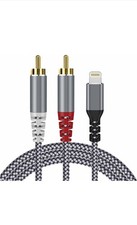 Braided Lightning to RCA Audio Adapter - 10 Ft Y Splitter for iPhone Devices