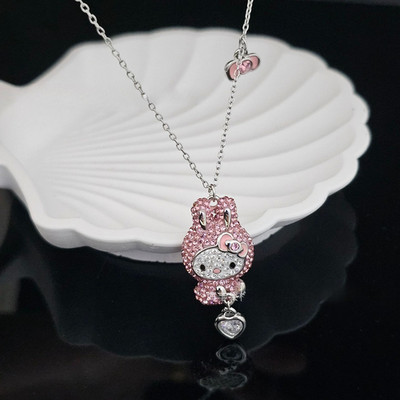Swarovski pink Kitty cute bunny necklace, romantic and charming high-end jewelry