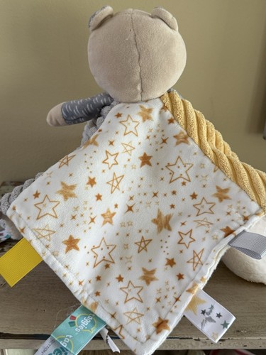 Taggies Bear Lovey Mary Meyer Collab gold grau gerippt Fleece Rücken Babydecke - Bild 4 von 12