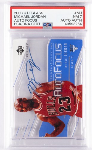 2003 UD GLASS AUTO FOCUS #MJ MICHAEL JORDAN PSA 7 DNA AUTO AUTHENTIC