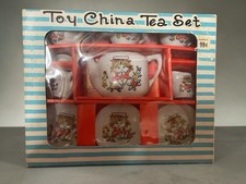 11pc Vtg Miniature Childs Tea Set Floral Girl Japan Porcelain w/Box Midcentury