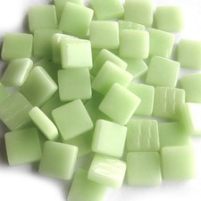 50 Tiles - 12 mm Light Green Glass Square Mosaic Tile Pieces