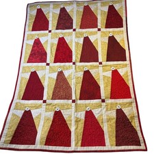Handmade Angel Quilt Christmas Wall Hanging Red Gold Fabric Art 2013