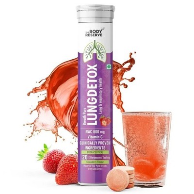 The Body Reserve Lung Detox 20 Effervescent Tablets Strawberry Flavour Pack Of 1