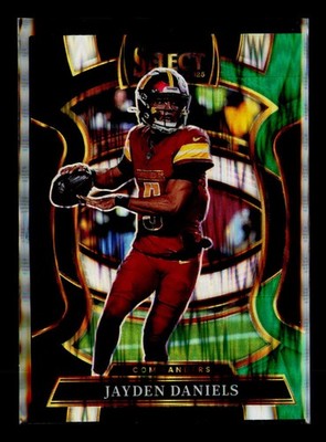 2025 Panini Select #88 Jayden Daniels Black and Green Prizm Shock