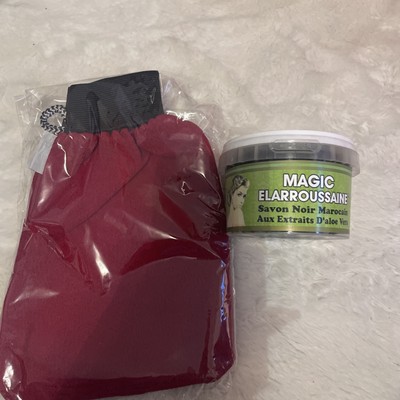 Moroccan Black Soap With High Quality Skin Exfoliating Glove    