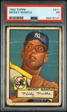 MICKEY MANTLE PSA 1 1952 TOPPS BASEBALL #311 ROOKIE CARD RC YANKEES. rookie card picture