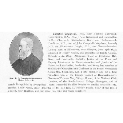 JAMES ERSKINE CAMPBELL-COLQUHOUN of Chartwell, Westerham - Antique Print 1904
