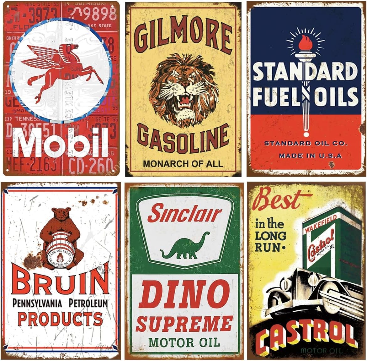 24 Pcs Gas Oil Tin Signs, Retro Vintage Metal Sign Man Cave Garage ...