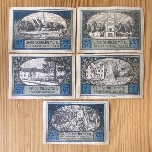 Lot 5x Notgeld Banknoten Schneidemühl
