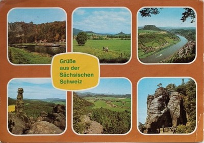 Postcard greetings from Saxon Switzerland-multi-picture card-post 22.10.1985-GDR 1985