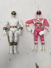 Mighty Morphin Power Rangers Vintage Lot of 2 1993 8 Inch Figures White & Pink