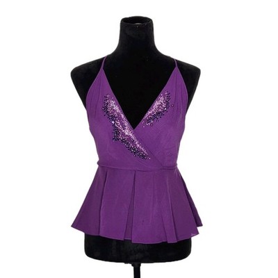 NWT La Perla Silk Rhinestone Fairy Crossback Open Back Peplum Top IT 38 US 