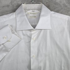 SUITSUPPLY Men's White Cotton Traveller Slim Fit Dress Shirt Size 45 17 3/4