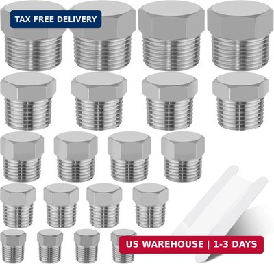 20 PCS 304 Stainless Steel Hex Pipe Plug Fittings Kits,Hex Head Plugs Fitting As