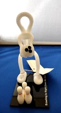 Creative Concepts Acrylic Sculpture * White Bowling Figure * Pins/Ball  & Saying