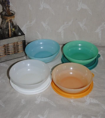 Lot 4🌟TUPPERWARE Boite Conservation Bol Ravier Hermétique Couvercle A Ø 10,5 Cm - Photo 1/4