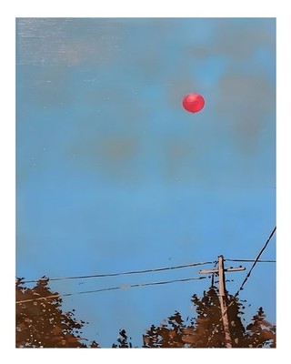 Serene Red Balloon Sky Poster Wandbild Premium Qualität Fine Art Print
