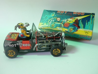 Hot Dog Rod Japan Friction Tin Toy Car - Masuo Fine Toys Original Box c.1960s 