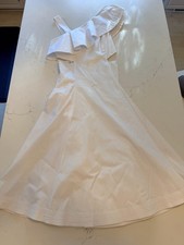 Veronica Beard Women Sz 4 S Beilla Flared One Shoulder Side Cut Midi Dress White