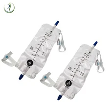 2 Dynarex Urinary Leg Bag Anti-Reflux Valve W/Straps Sterile Medium 1000ML #4282