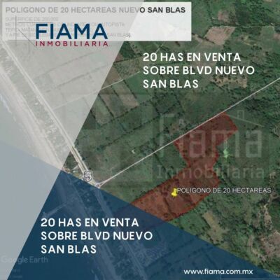 SE VENDEN 20 HAS SOBRE BLVD NUEVO SAN BLAS, TEPIC