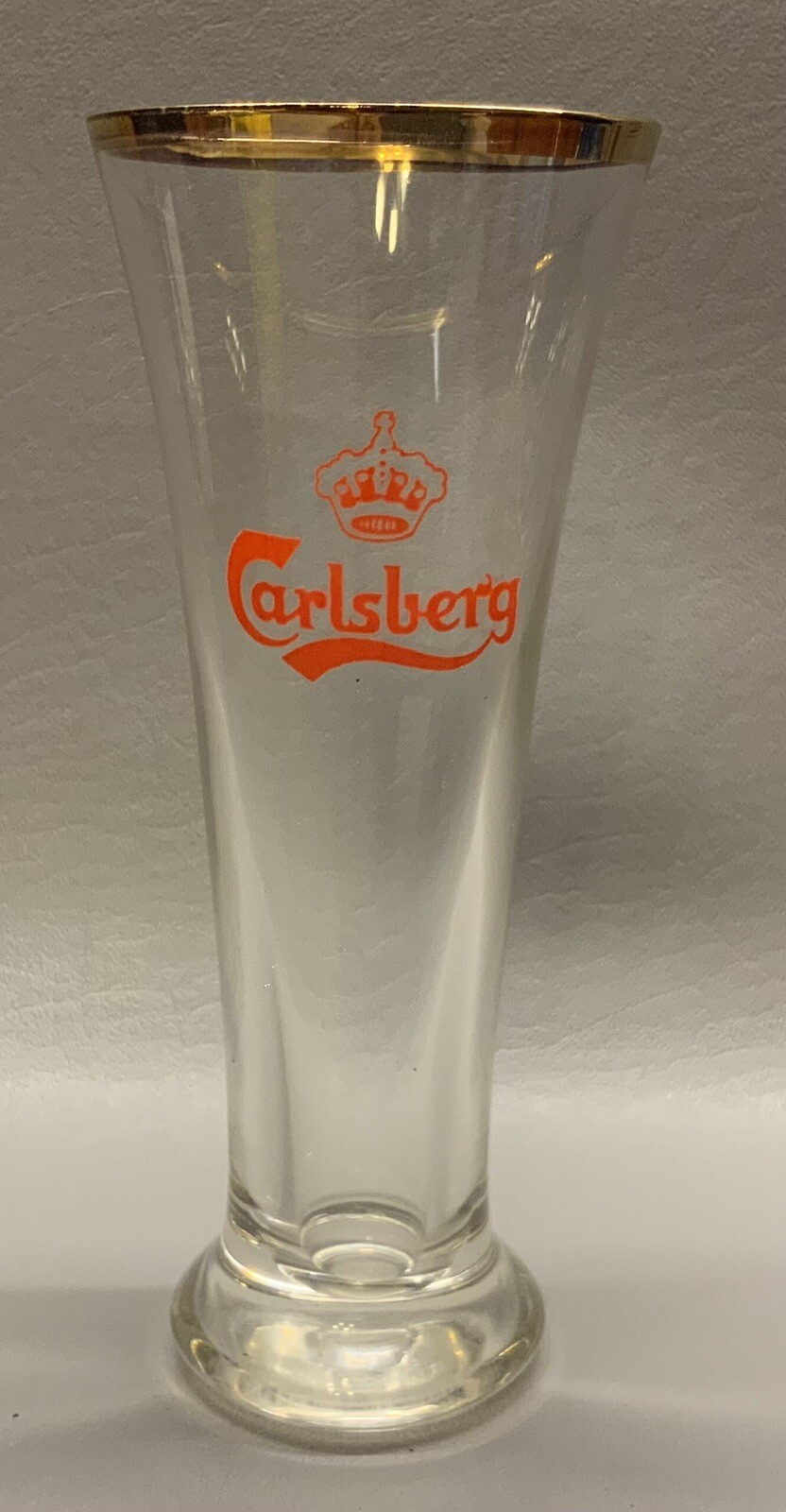 Carlsberg Pilsner Gold Rim Beer Glass-Red Lettering