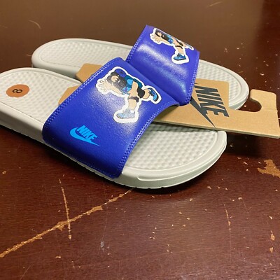 Nike Mens Blue Benassi JDI Print 631261-038 Comfort Slip On Slide Sandal Size 8