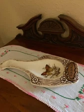 Vintage Treasure Craft Hawaii Spoon Rest Brown Butterfly and Flowers Made in USA