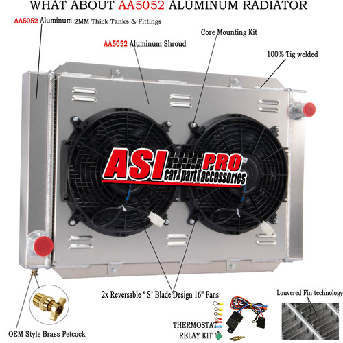 209000 4-ROW Aluminum Airboat Radiator Shroud Fan 31'' x 21'' Overall ...